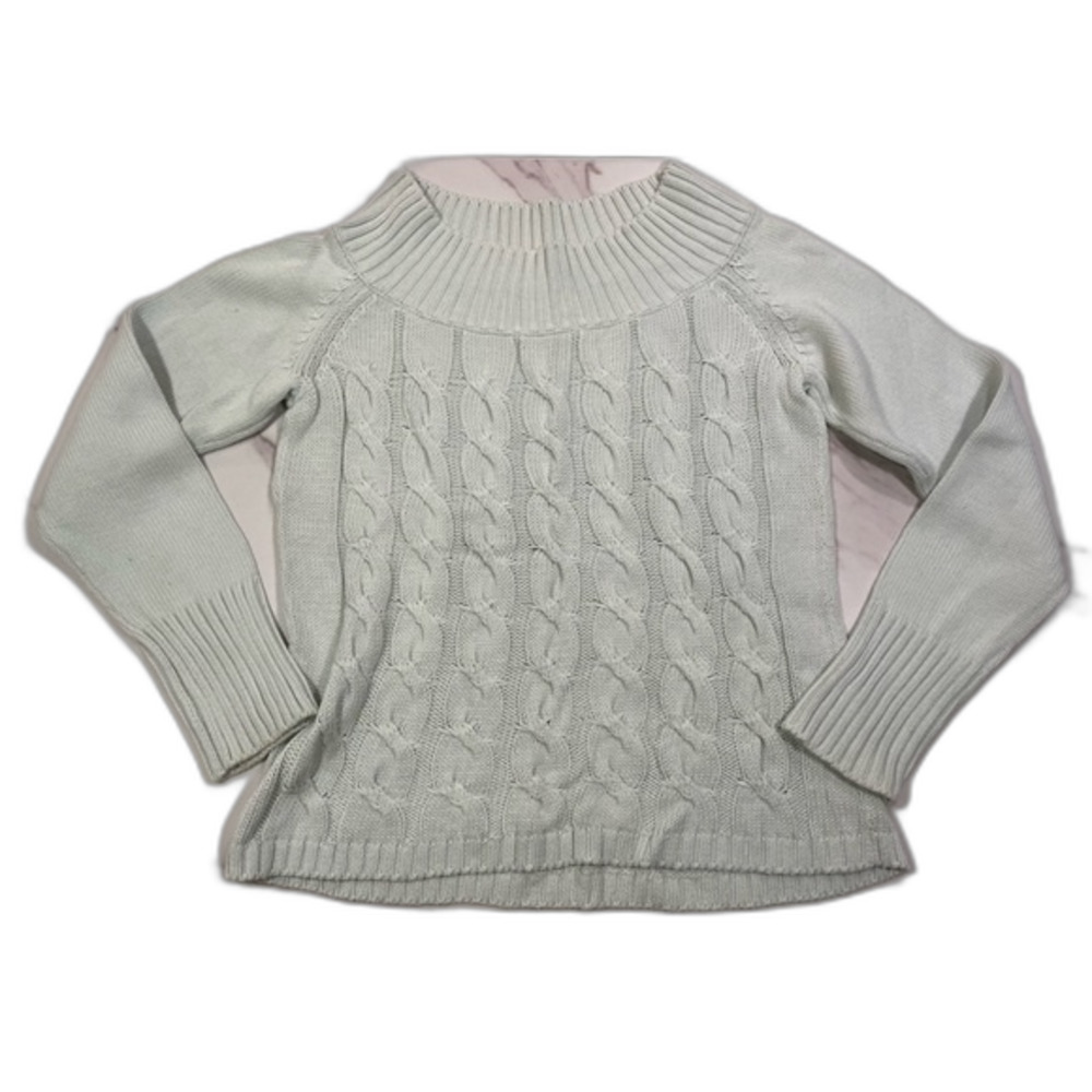 Joy Li Light Blue Cable Knit Sweater Size M 100% Cotton